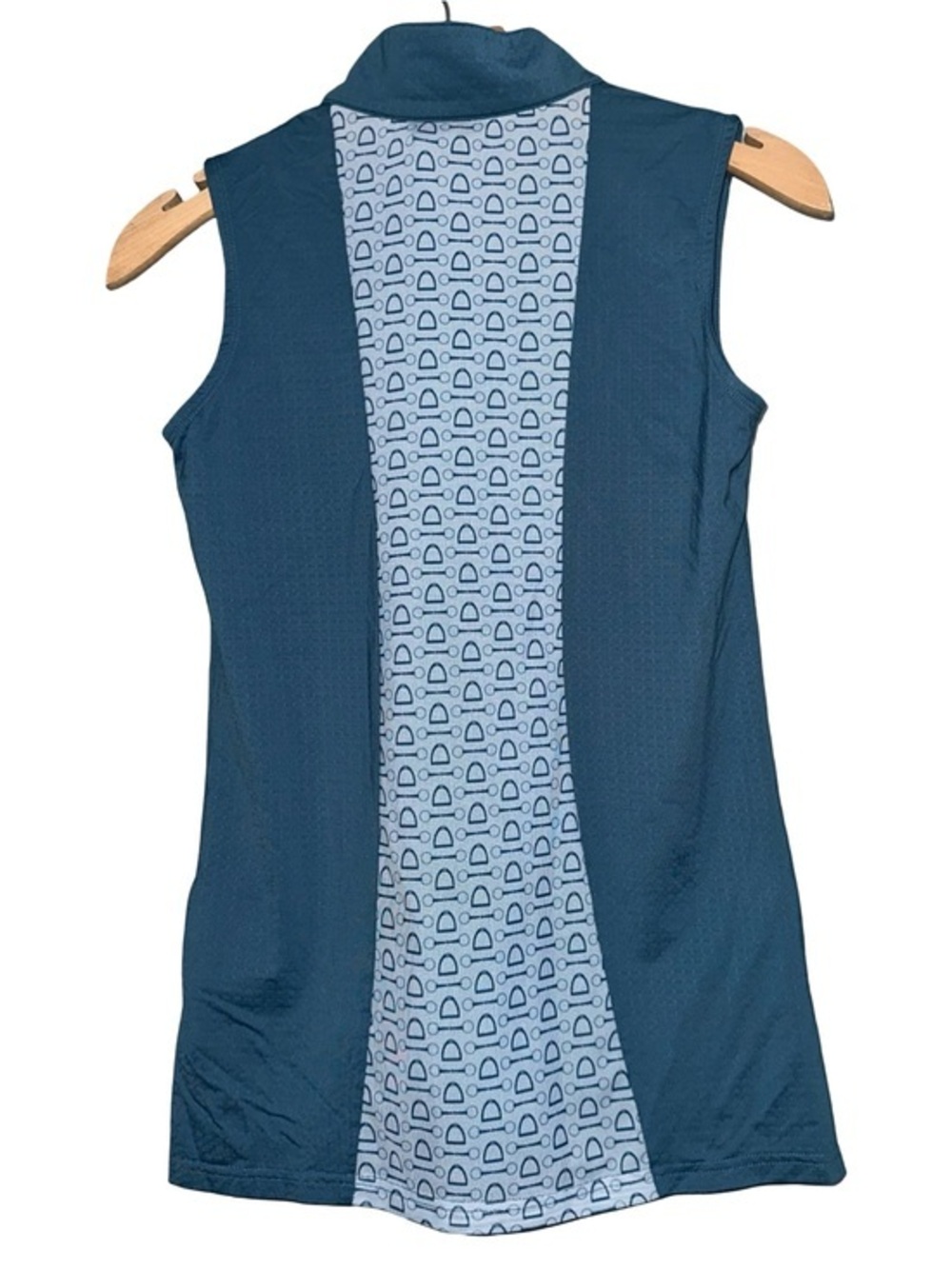 Hadley Sunshield Size S Teal Blue Horsebit Back Panel Riding Zip Sleeveless Top